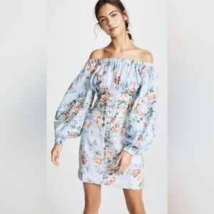 Zimmermann Blue Floral Long Sleeve Dress